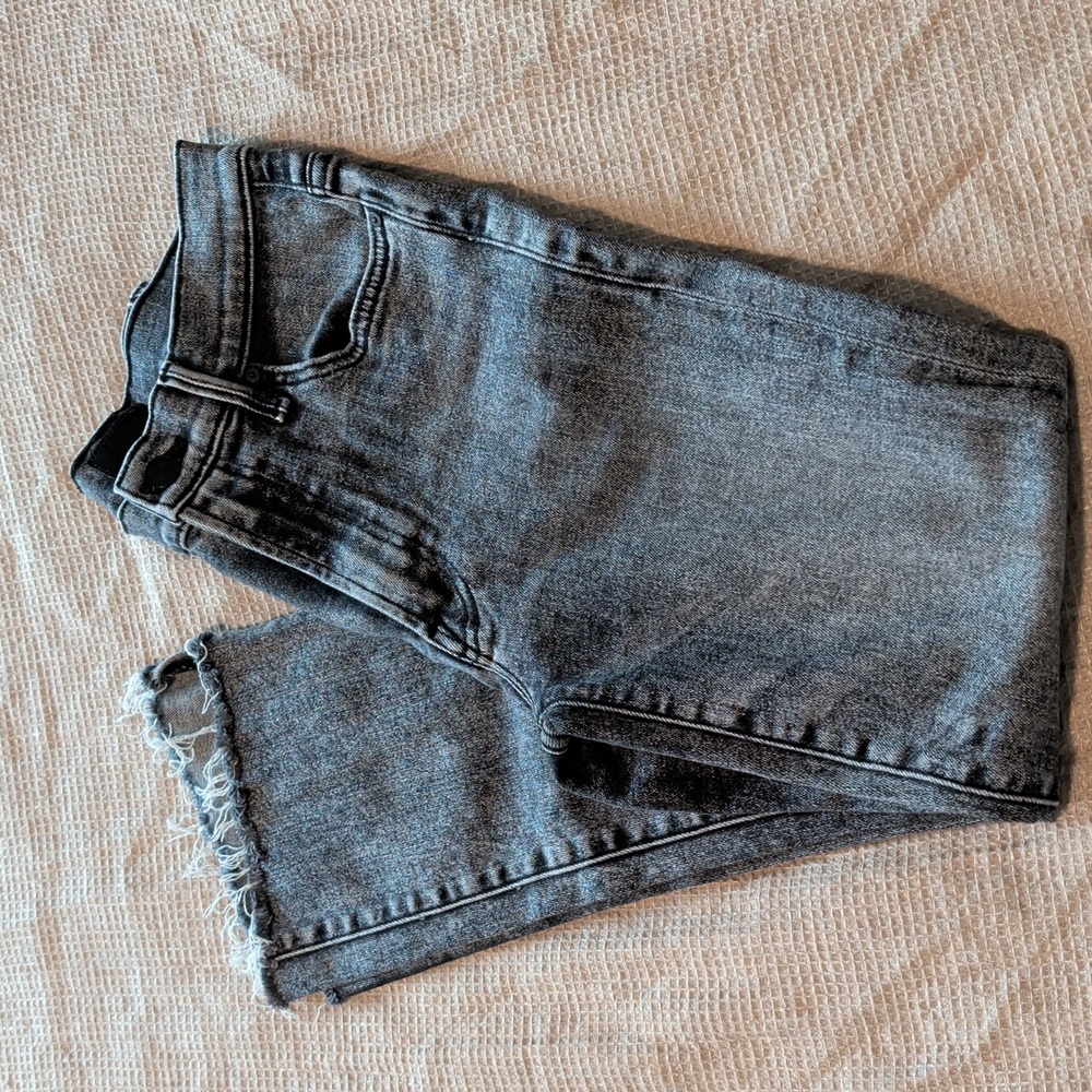 MOTHER Insider Crop Step Frey Black Train Stops Wash Sz 27